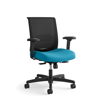 HON Convergence Task Chair | SynchroTilt With Seat Slide Control | Height and WidthAdjustable Arms | Peacock Fabric