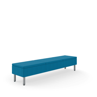 HON Astir Three Seat Bench | Peacock Fabric | Textured Charcoal Post Legs