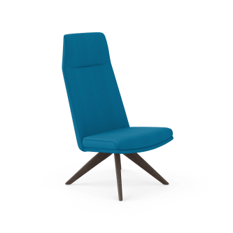 HON Mav HighBack Lounge Chair | Fixed Arms | Peacock Fabric | Florence Walnut Legs