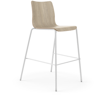 HON Ruck Stool | Kingswood Walnut Laminate Shell | Textured Silver Frame