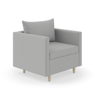 HON West Hill Single Seat Lounge | Pillow Cushions | Feather Fabric | Kingswood Walnut Cone Feet