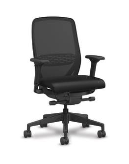 HON Nucleus Task Chair | Advanced SynchroTilt | Standard Cylinder | 2Way Adjustable Arms | Black Mesh Back Lumbar and Frame | Black Vinyl Seat
