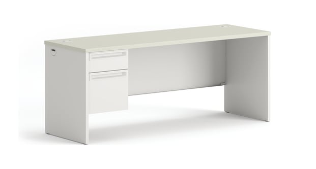 HON 38000 Series Left Pedestal Credenza | 1 Box  1 File Drawer | 72W | Silver Mesh Laminate | Light Gray Finish