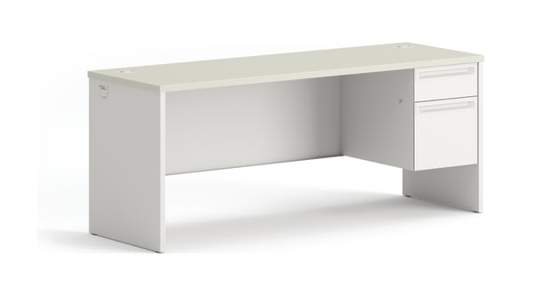 HON 38000 Series Right Pedestal Credenza | 1 Box  1 File Drawer | 72W | Silver Mesh Laminate | Light Gray Finish