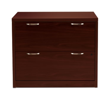 HON Valido Lateral File | 2 Drawers | 36W | Satin Nickel Crescent Pull | Mahogany Finish