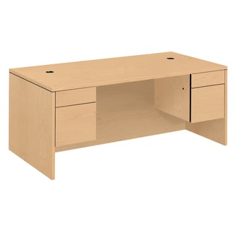 HON 10500 Series Double Pedestal Desk | 4 File Drawers | 72W | Natural Maple Finish