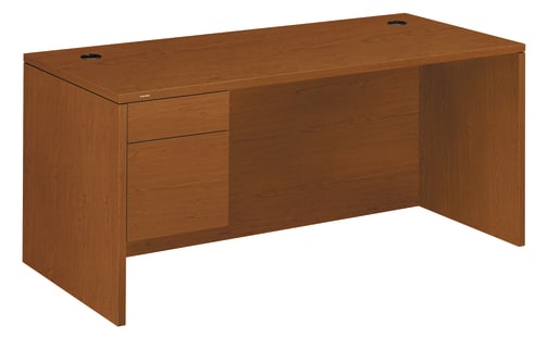 HON 10500 Series Left Pedestal Desk | 1 Box  1 File Drawer | 66W | Bourbon Cherry Finish
