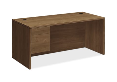 HON 10500 Series Left Pedestal Desk | 1 Box  1 File Drawer | 66W | Pinnacle Finish