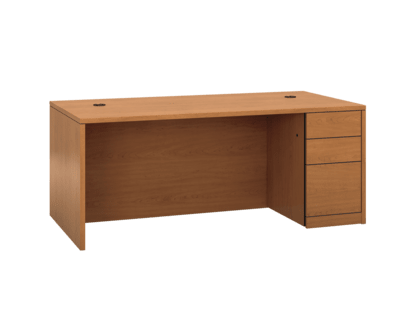 HON 10500 Series Right Pedestal Desk | 2 Box  1 File Drawer | 72W | Harvest Finish