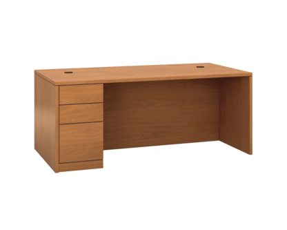 HON 10500 Series Left Pedestal Desk | 2 Box  1 File Drawer | 72W | Harvest Finish