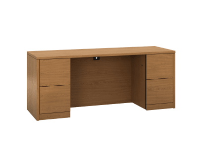 HON 10500 Series Double Pedestal Credenza with Knee Space | 4 File Drawers | 72W | Harvest Finish