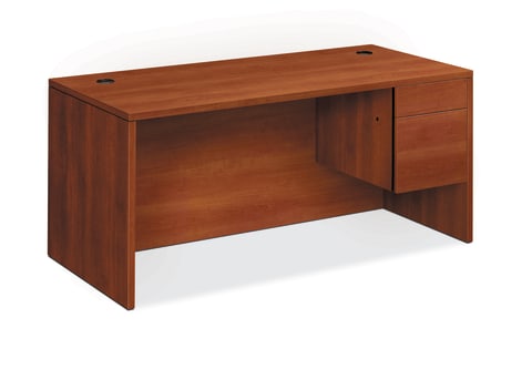 HON 10500 Series Right Pedestal Desk | 1 Box  1 File Drawer | 66W | Cognac Finish