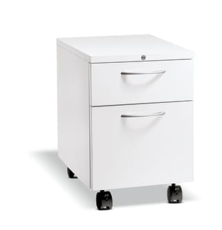 HON Flagship Mobile Pedestal | 1 Box  1 File Drawer | 22H x 15W x 2278D | Designer White Finish | Arch Pulls