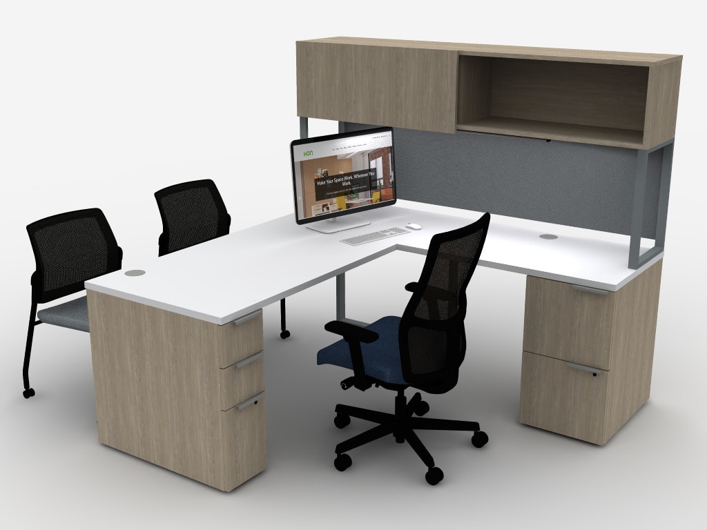 Voi L Desk With Overhead Storage Hon Office Furniture