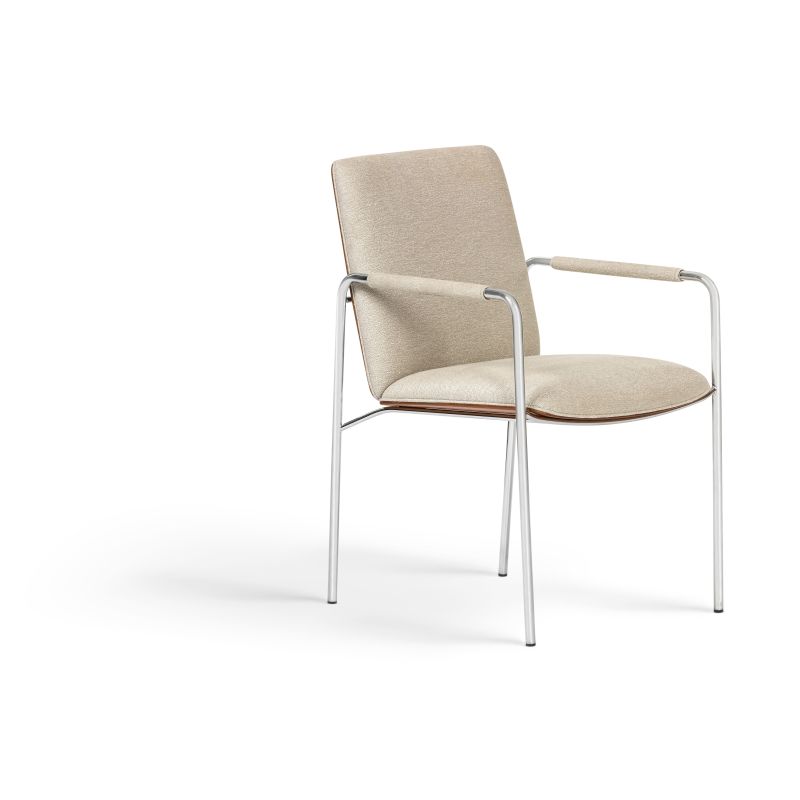 Gunlocke, Seating, Mixed use. Mixed materials. Metta evolved from a sketch of a simple, steam-bent wood chair into an upscale