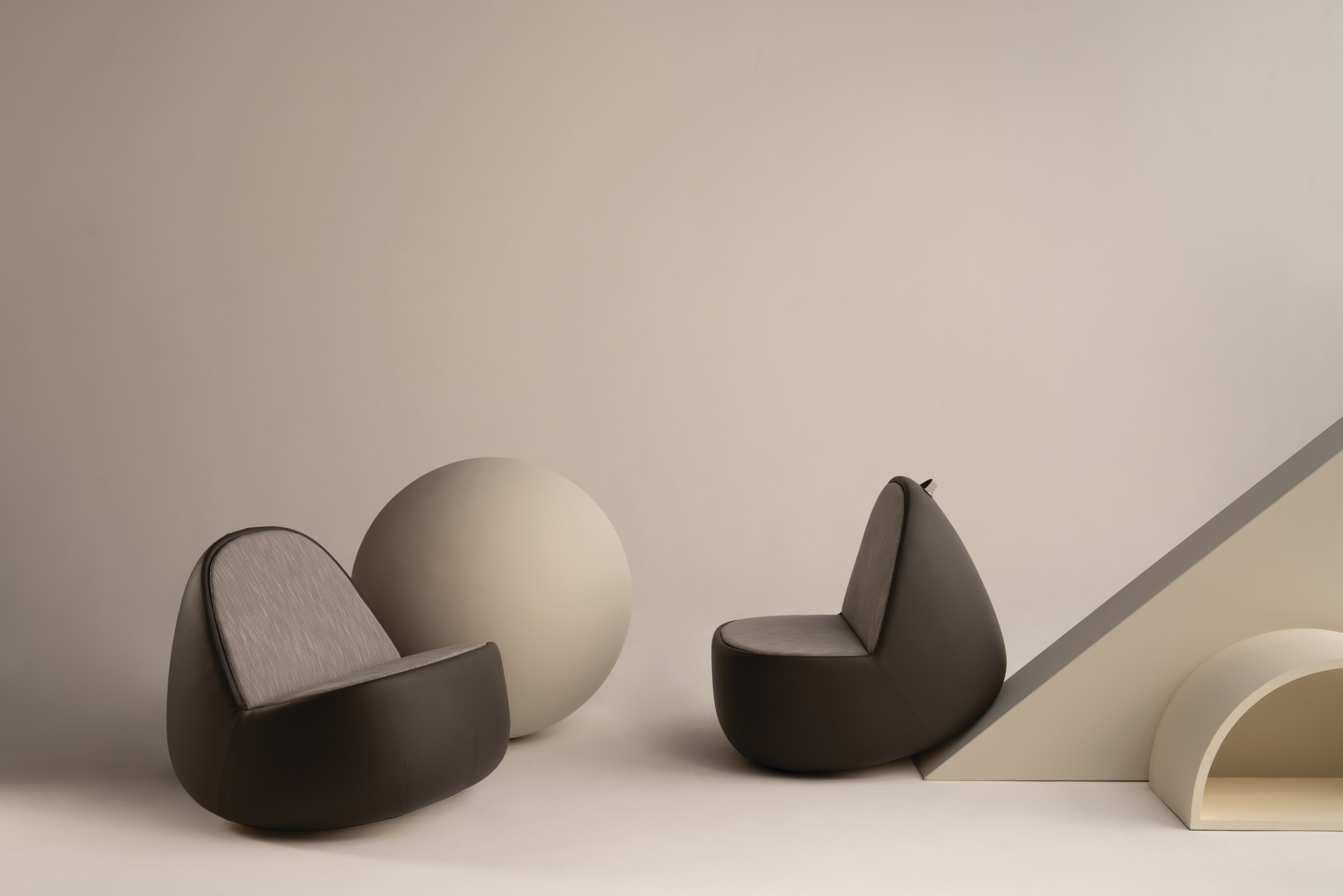Work Geo environment — lounge seating with geometric forms