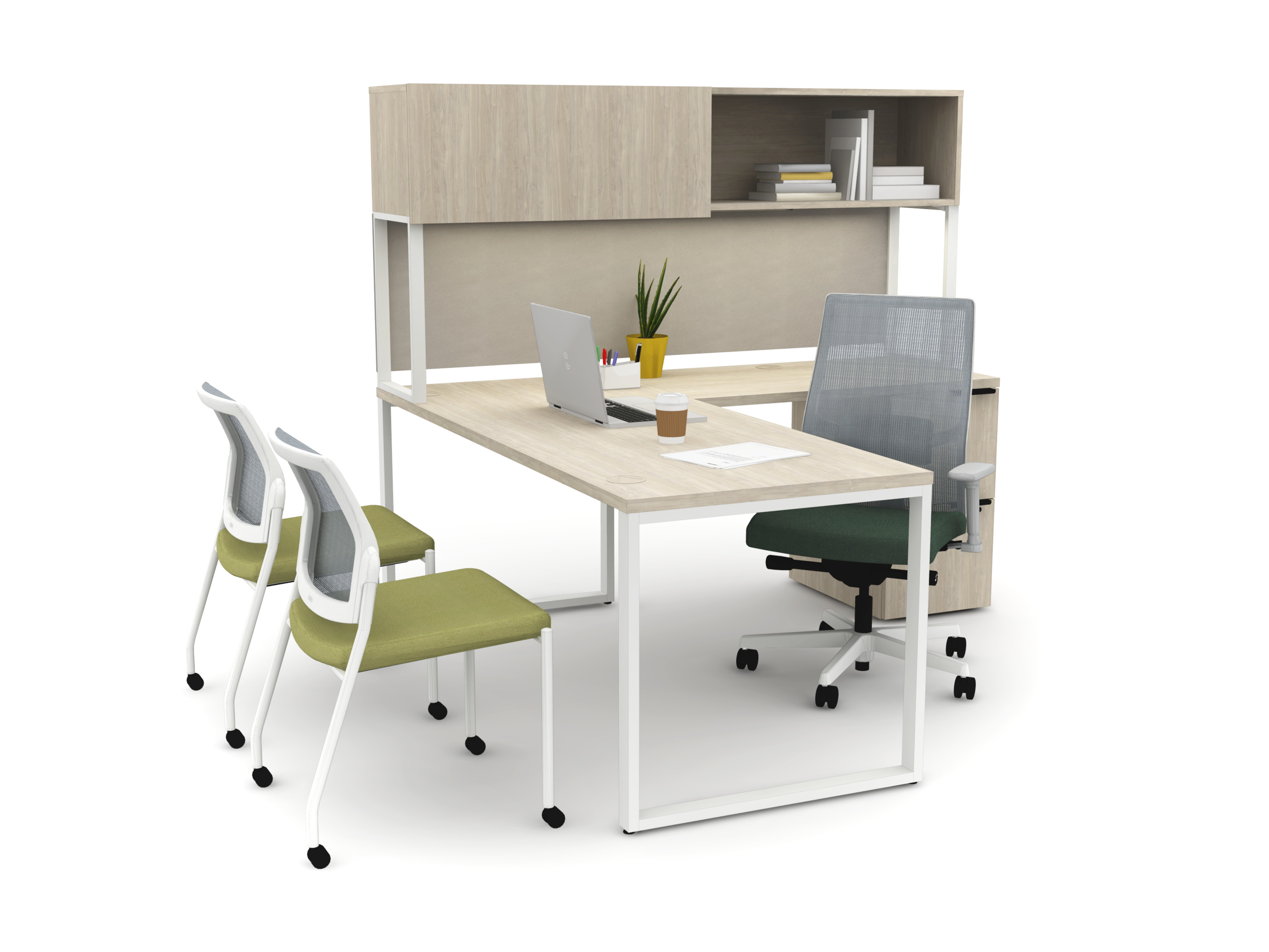 Voi - L Desk with Overhead Storage Planning Typical