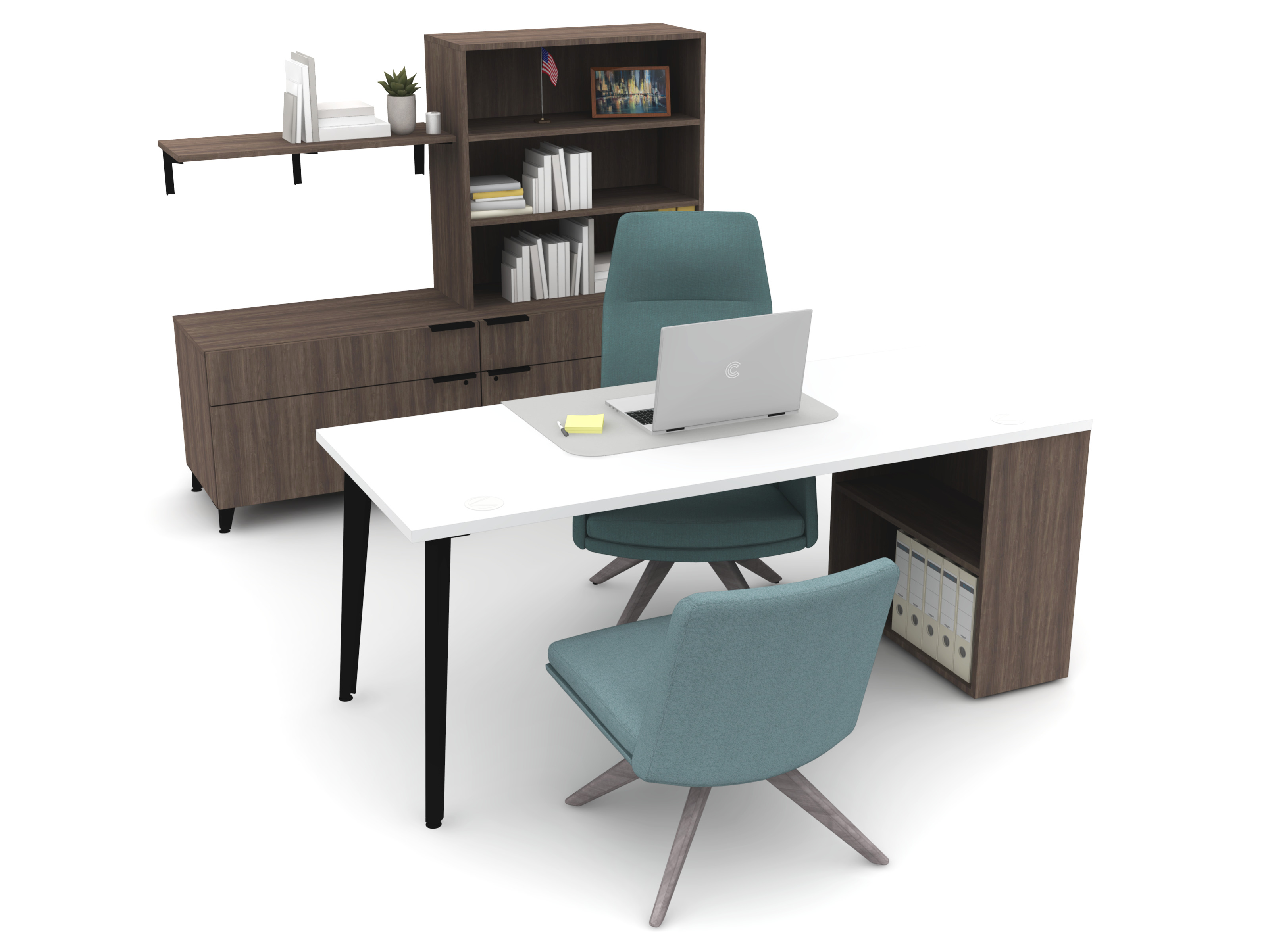 Voi - Fixed Desk with Storage Wall Planning Typical