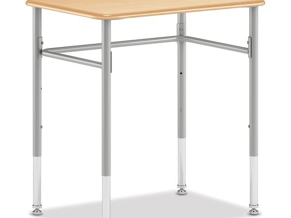 Smartlink adjustable height rectangle student desk in Natural Maple