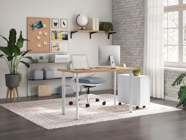 Cliq Task Chair with Coze Table Desk and Fuse Slim Mobile Pedestal