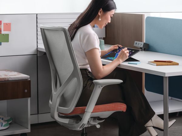 Flexion Seating with Abound Workstations, Contain Mobile Credenzas