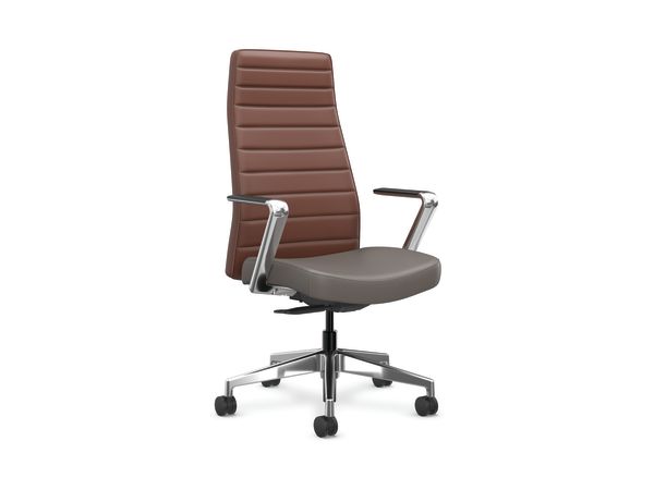 Cofi executive high-back chair with channel stitch shown in leather