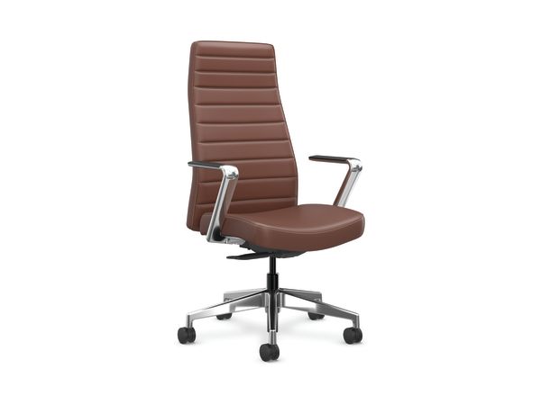 Cofi executive high-back chair with channel stitch shown in leather