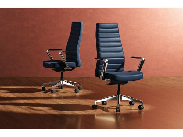 Cofi executive high-back chairs with channel back shown in leather.