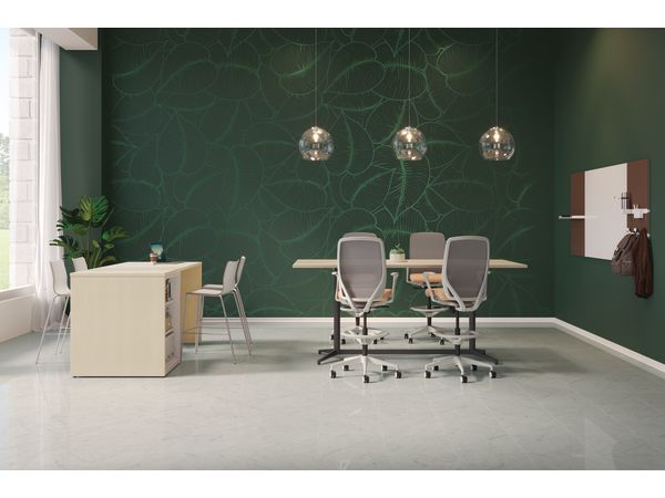 Nucleus Seating with Storage Island and Contain Storage and Preside Tables