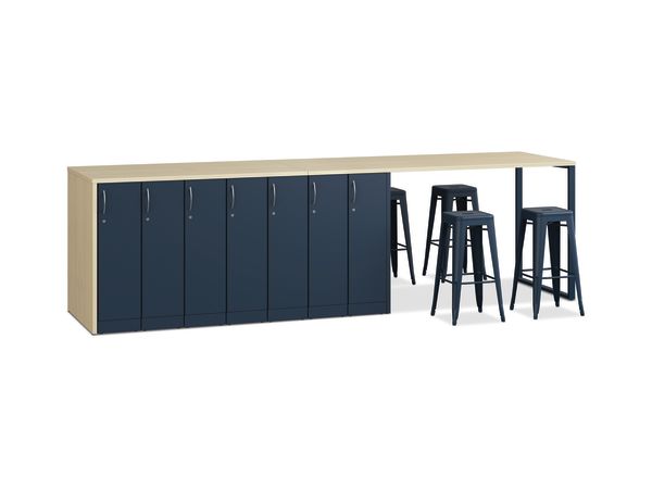 Contain Wardrobes with Build Makerspace stools and Storage Islands with O-leg