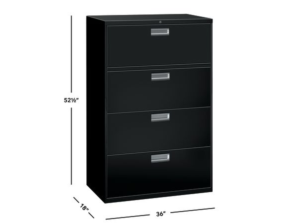 Brigade 600 Series 4-drawer lateral file cabinet in Black