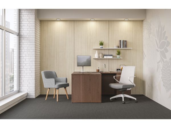 Mod l-station in Sepia Walnut with Cliq and Matter seating