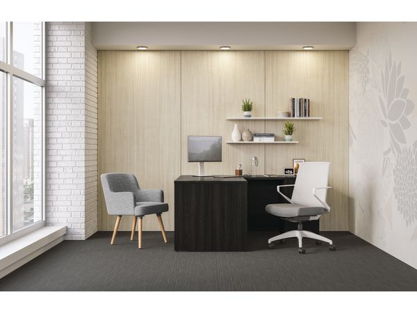 Mod l-station in Java Oak with Cliq and Matter seating