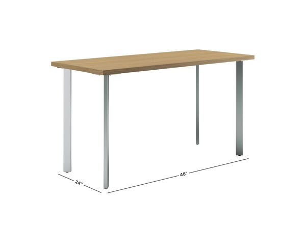 Natural recon Coze table desk with silver post legs