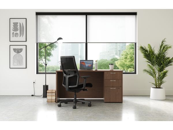 Mod desk in Sepia Walnut with Ignition task chair