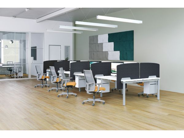 Ignition Chair, Empower Workstations, PET Screens, Acoustic Wall tiles, and Fuse Storage.