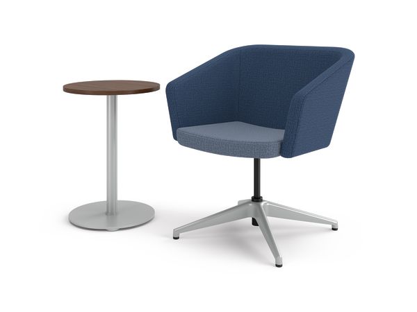 Flock dual fabric square chair with personal table.