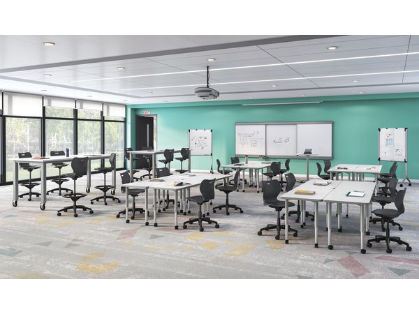 A classroom setting featuring SmartLink classroom seating and Build student desks.