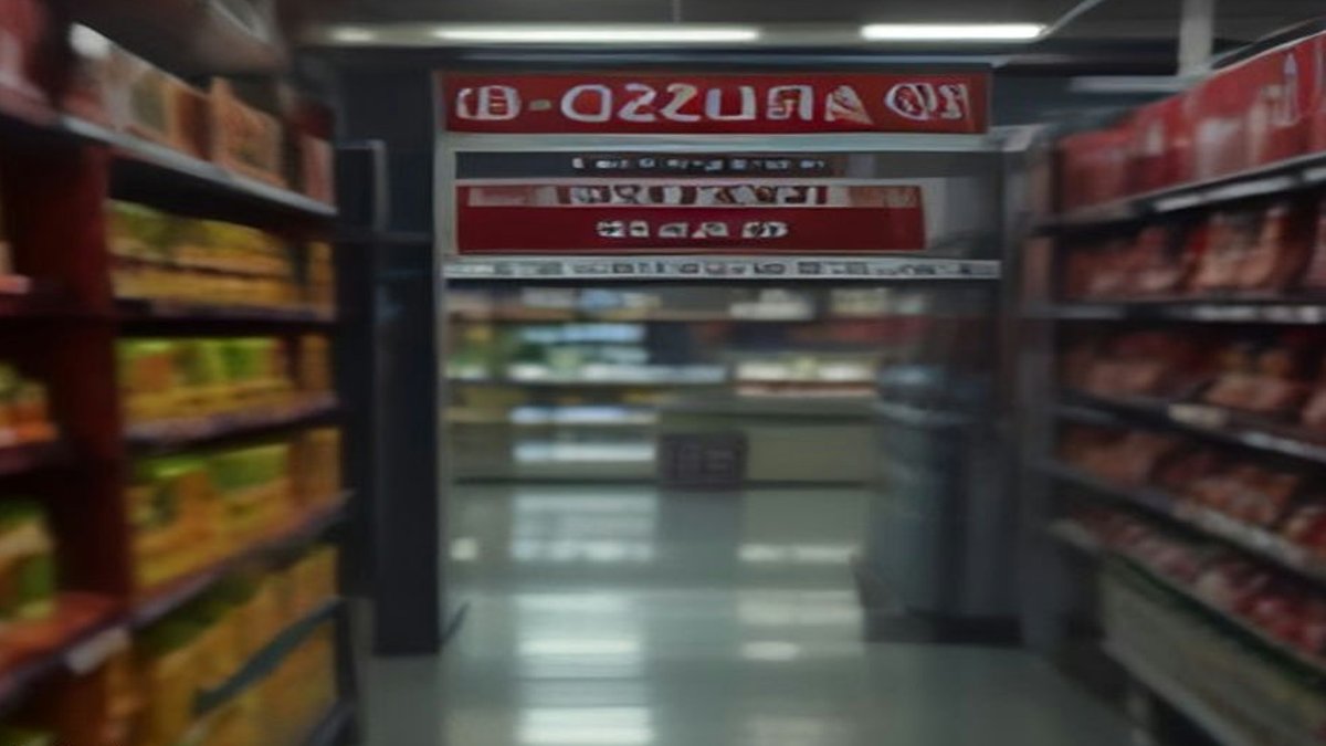 Grocery store aisle with closed sign.