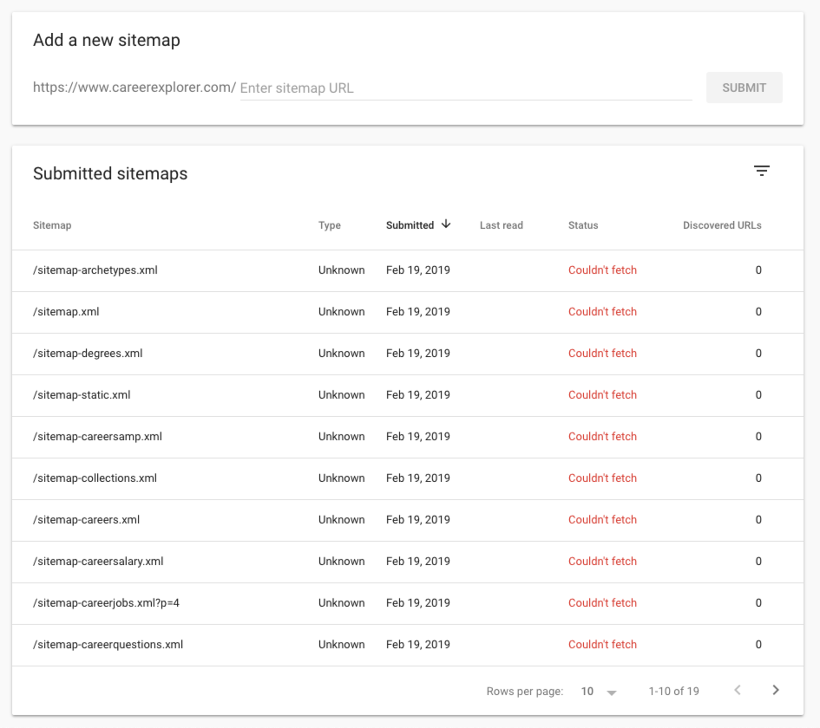 Sitemap errors