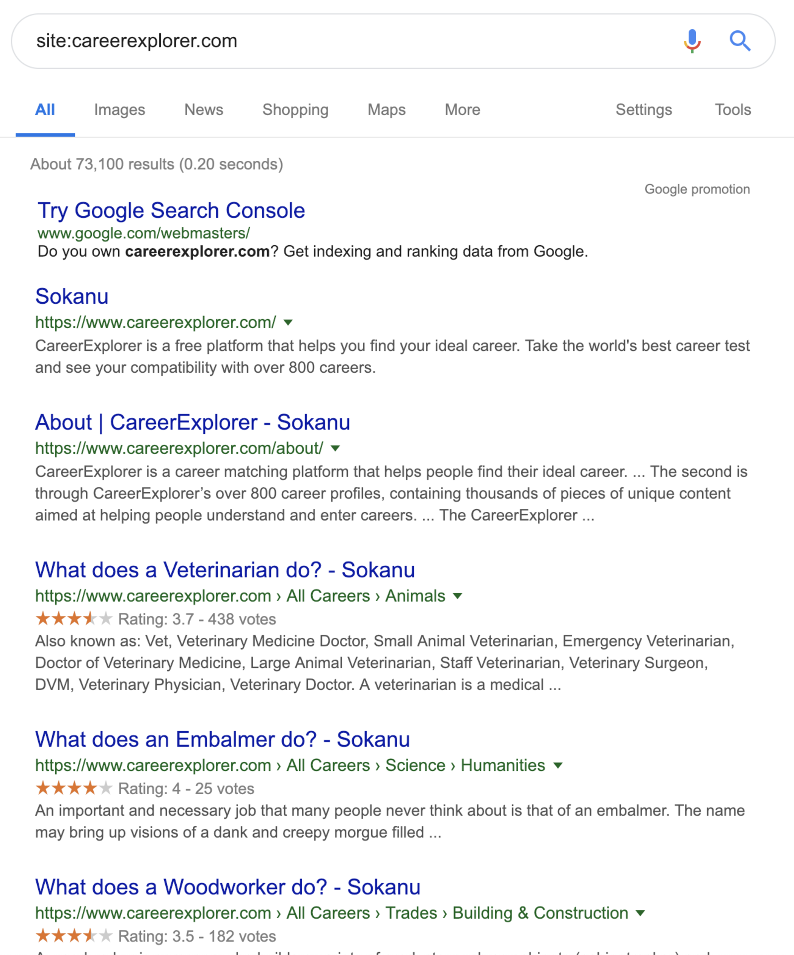 Search result errors