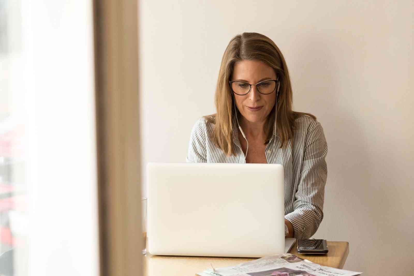 Woman working on a laptop