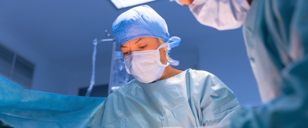 A surgeon in the operating room.