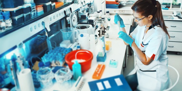 An animal scientist working in the laboratory.