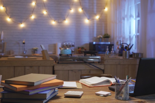 The inside of a residential advisor's dorm room.