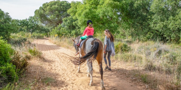 A hippotherapist using hippotherapy for a young patient.