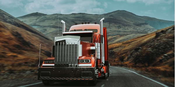 A truck on the highway.