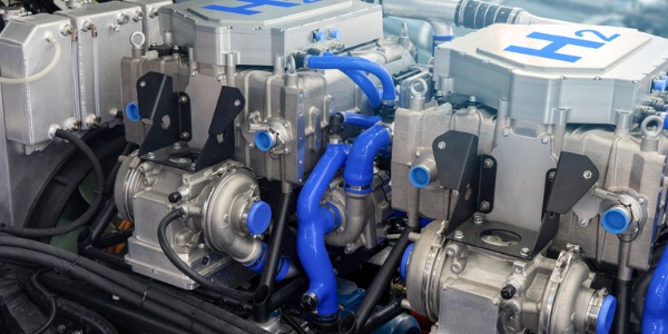 A fuel cell hydrogen truck engine.