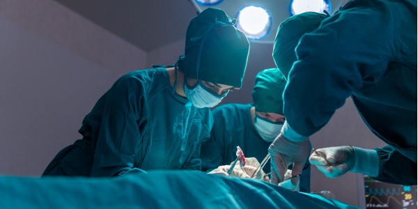 A neurosurgeon performing surgery.