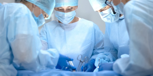 A surgeon in the operating room.